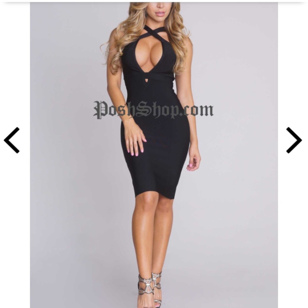 Posh Shop Avery Black Bandage Dress XS
